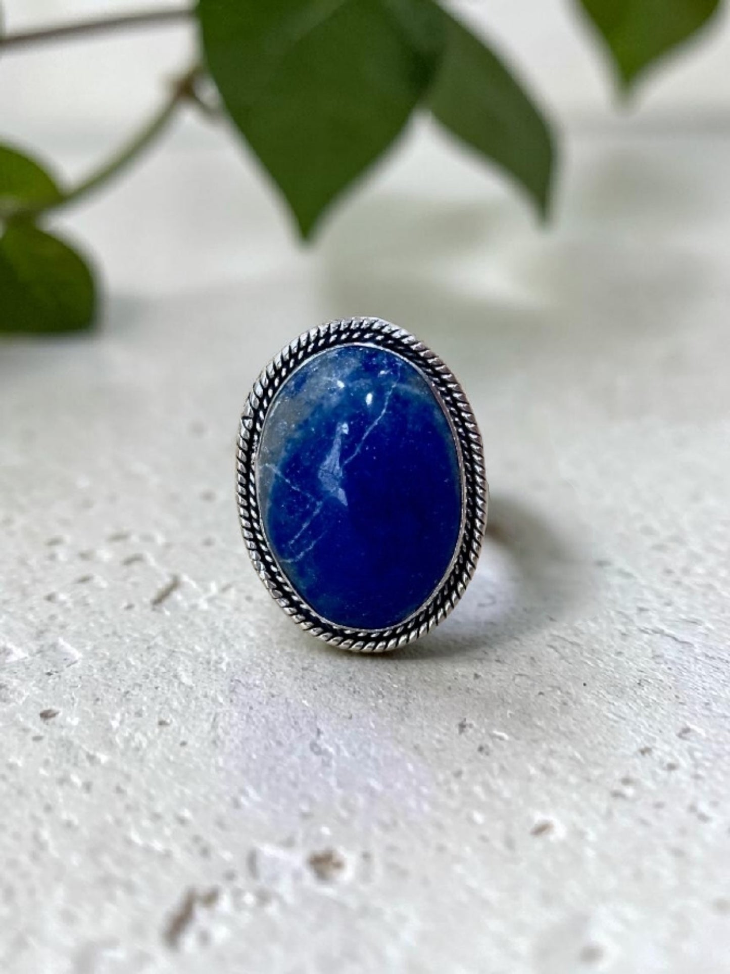 Blue Lapis Lazuli Chunky Boho Ring Large