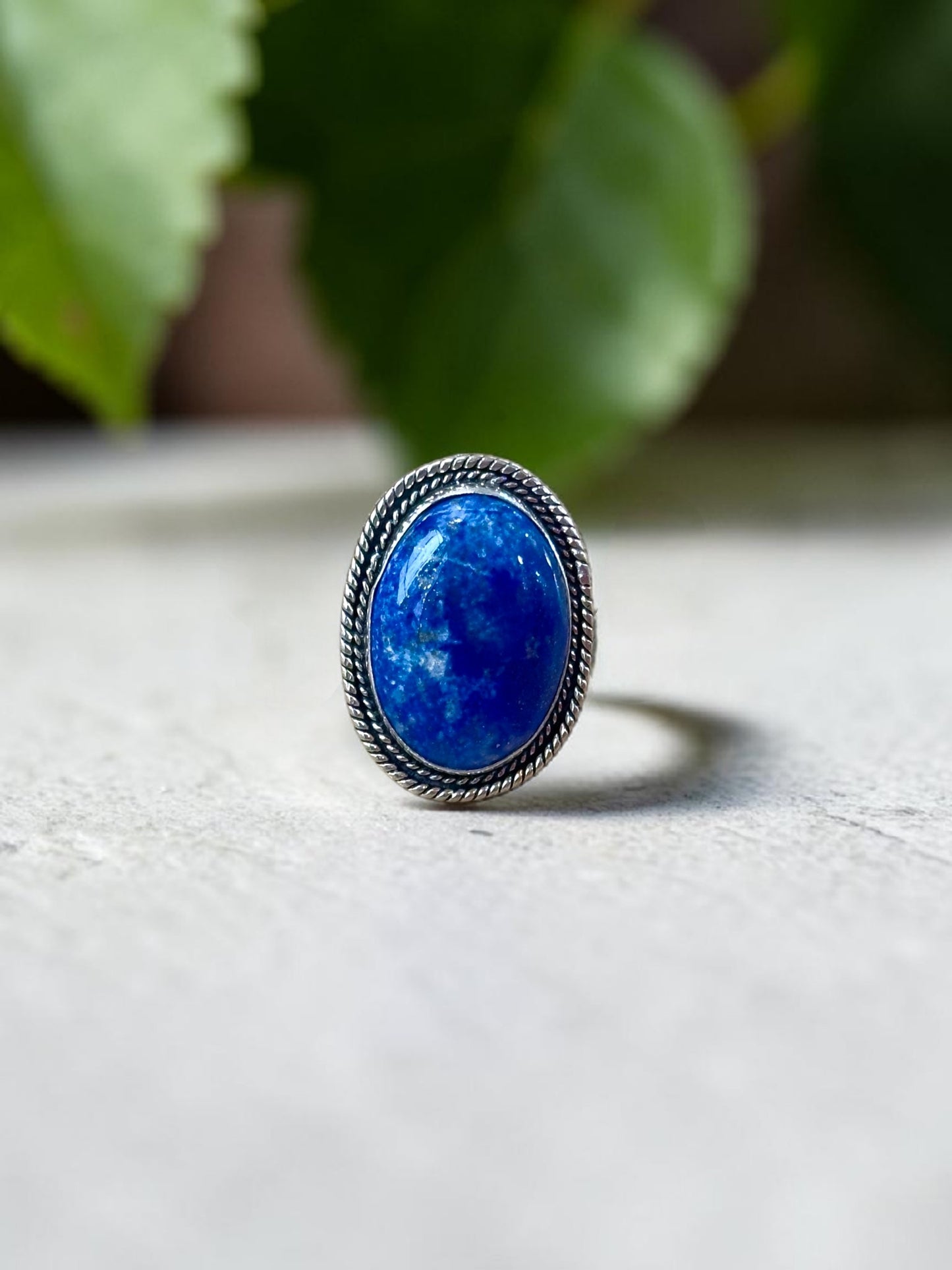 Blue Lapis Lazuli Chunky Boho Ring Large