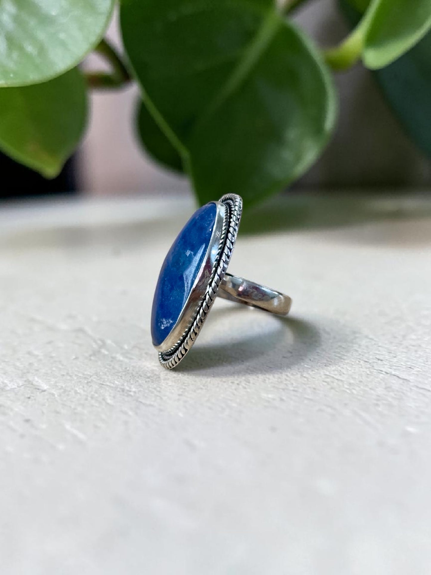 Blue Lapis Lazuli Chunky Boho Ring Large