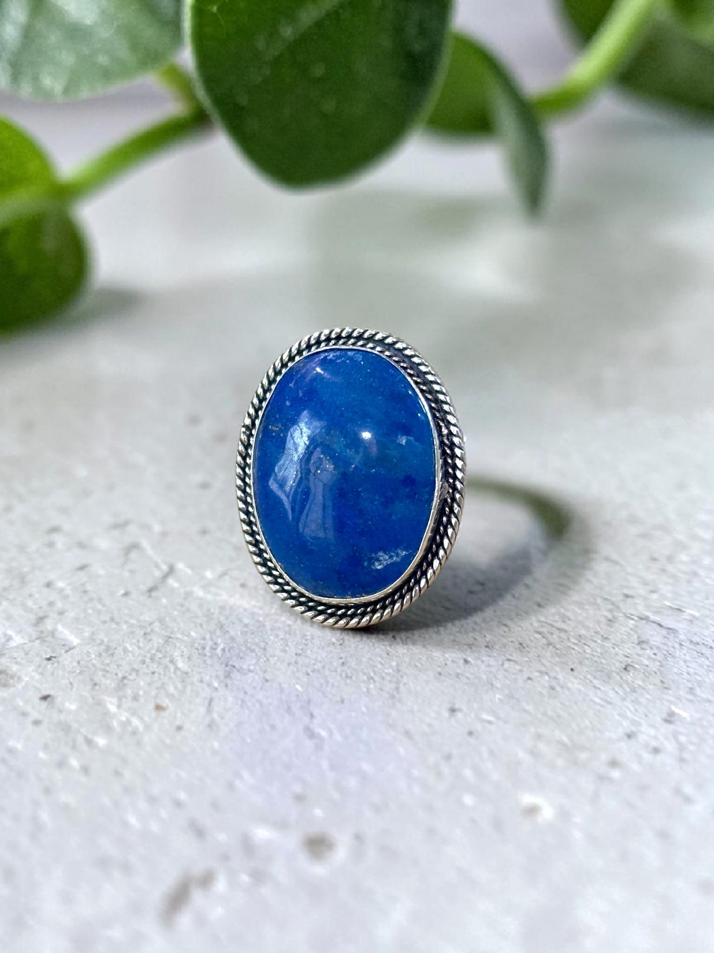 Blue Lapis Lazuli Chunky Boho Ring Large