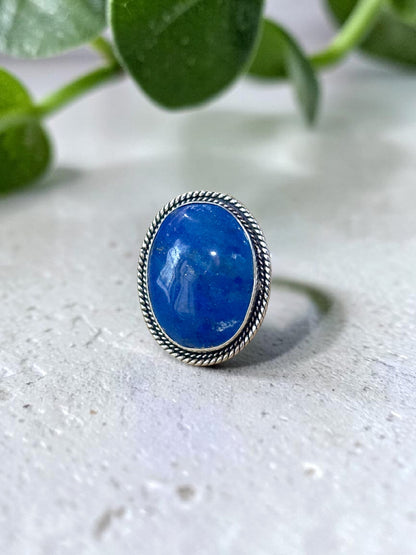 Blue Lapis Lazuli Chunky Boho Ring Large
