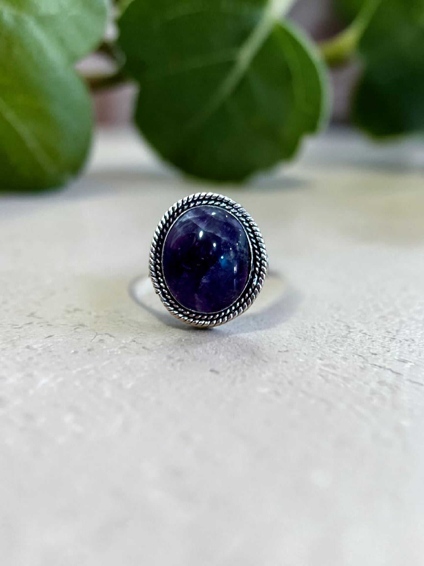 Purple Amethyst Chunky Boho Ring Large