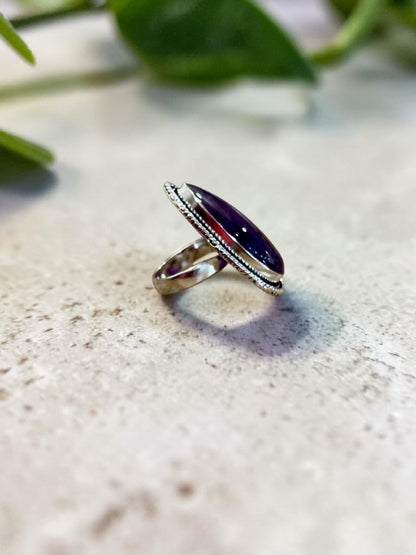 Purple Amethyst Chunky Boho Ring Large