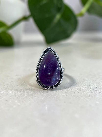 Purple Amethyst Chunky Boho Ring Large