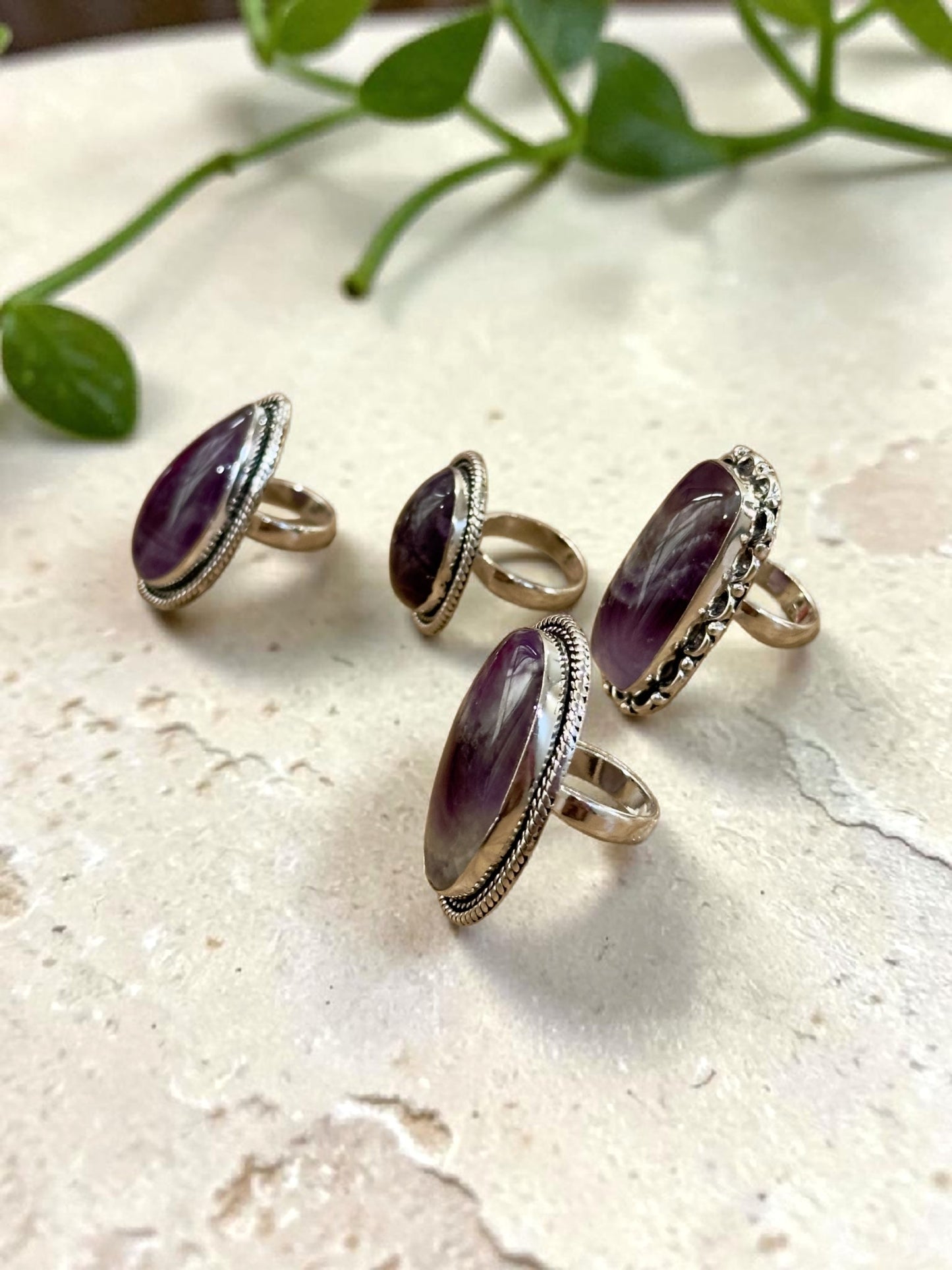 Purple Amethyst Chunky Boho Ring Large