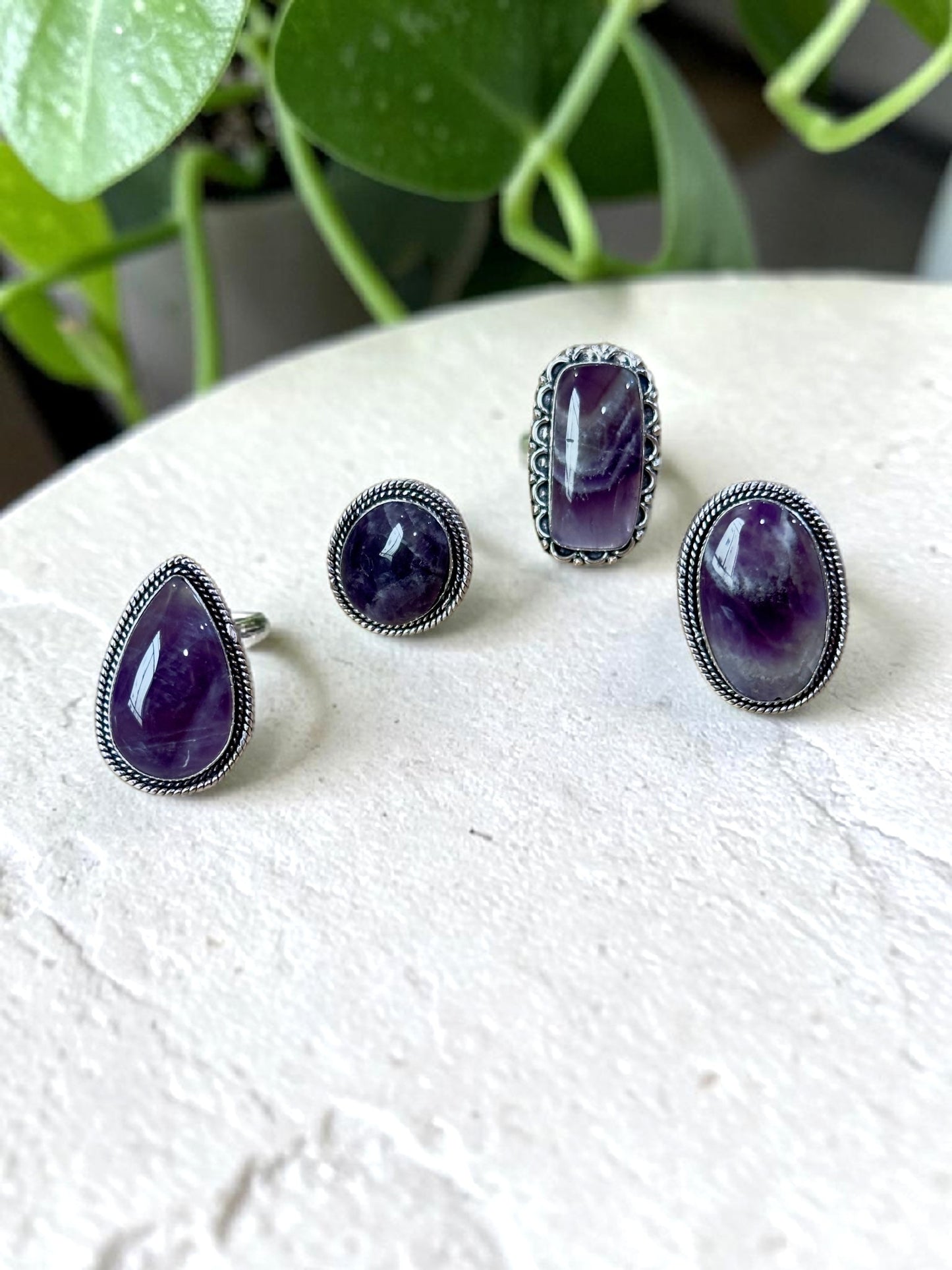 Purple Amethyst Chunky Boho Ring Large