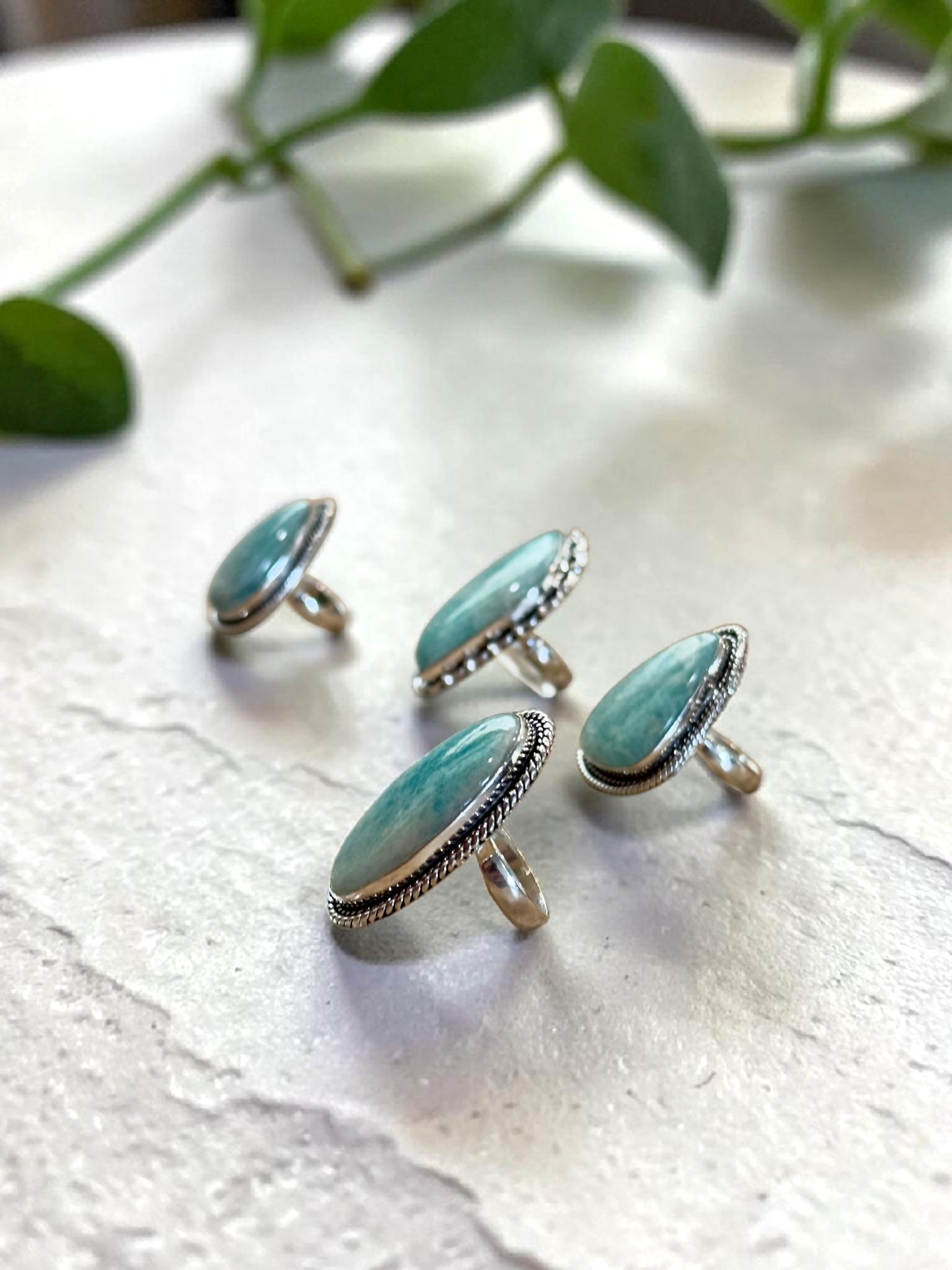 Blue Amazonite Chunky Boho Ring Large