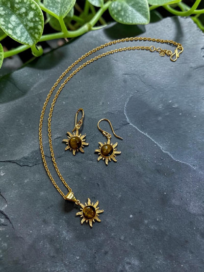 3 PCS Tigers Eye Surya Pendant Set