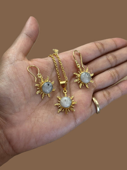 3PCS Moonstone Surya Pendant Set