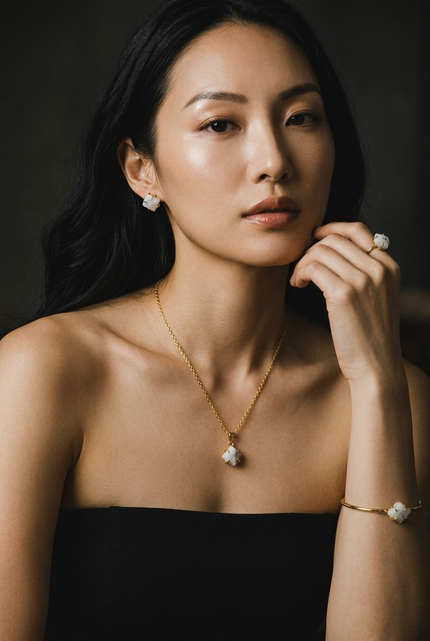 5 PCS Moonstone Pendent Set with Ring and Bracelet