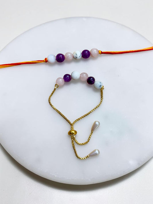 Harmony Gemstone Rakhi Set