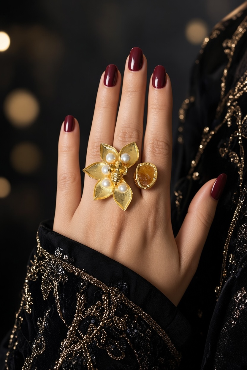 Bee And Flower Stone Ring
