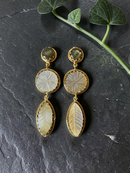 Phool Patti Carved Moher-of-Pearl Earrings