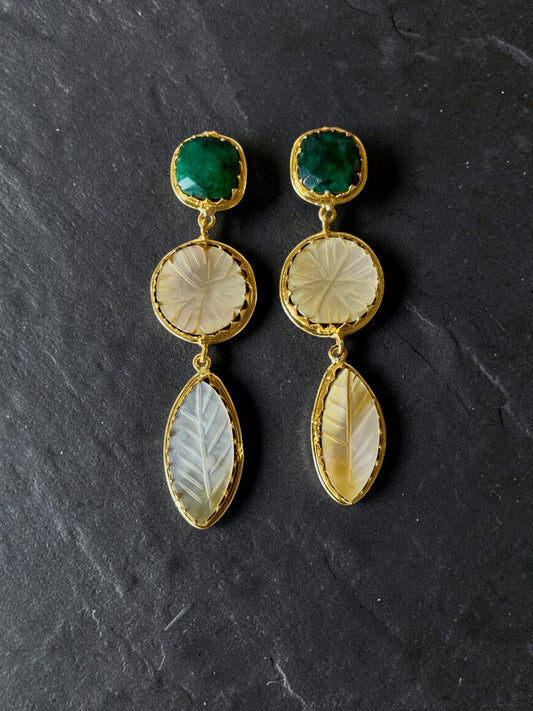 Phool Patti Carved Moher-of-Pearl Earrings
