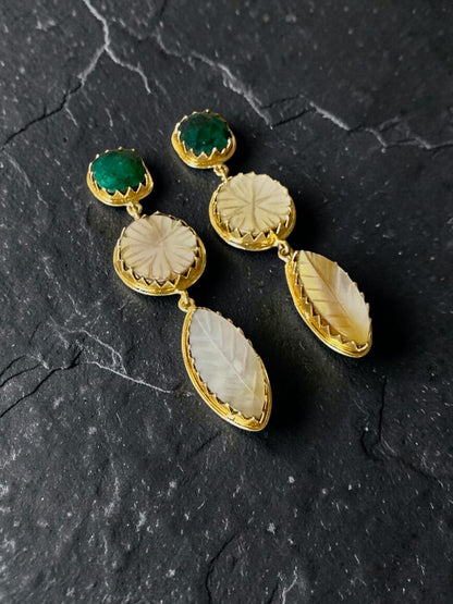 Phool Patti Carved Moher-of-Pearl Earrings