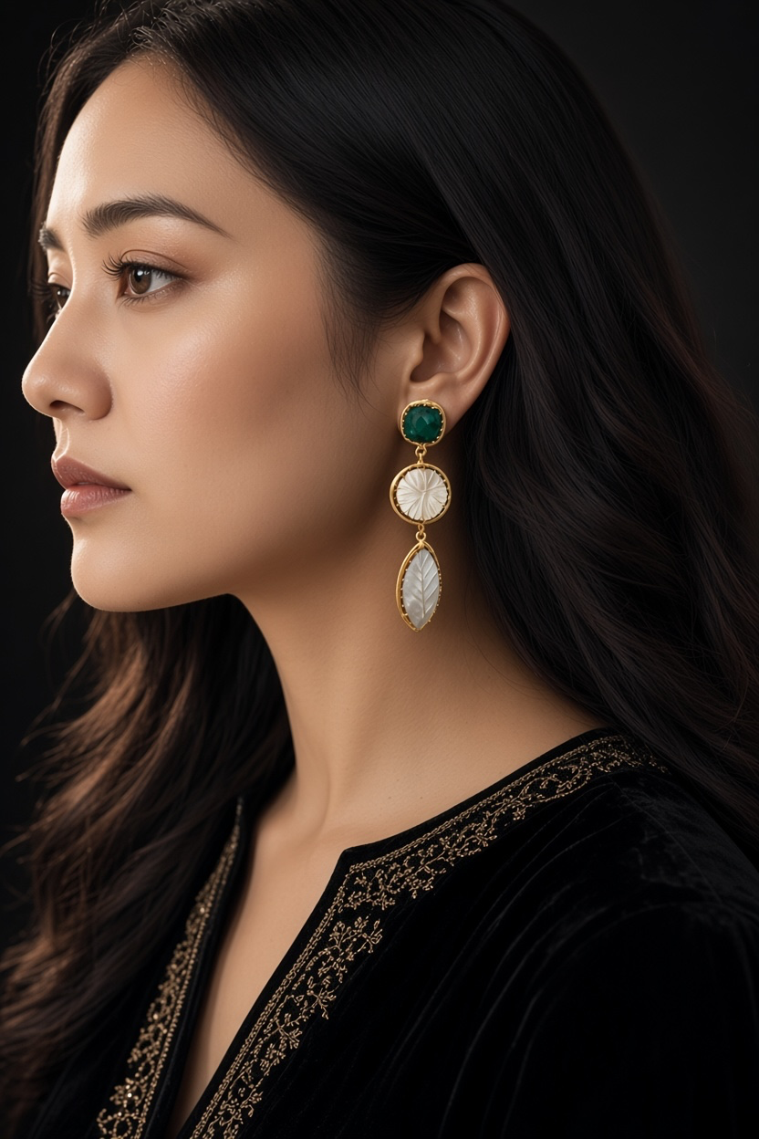 Phool Patti Carved Moher-of-Pearl Earrings