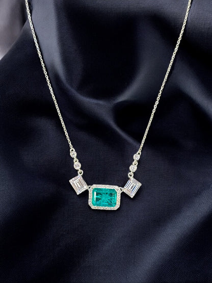 Mint Doublet Stone Rectangular Pendant Set