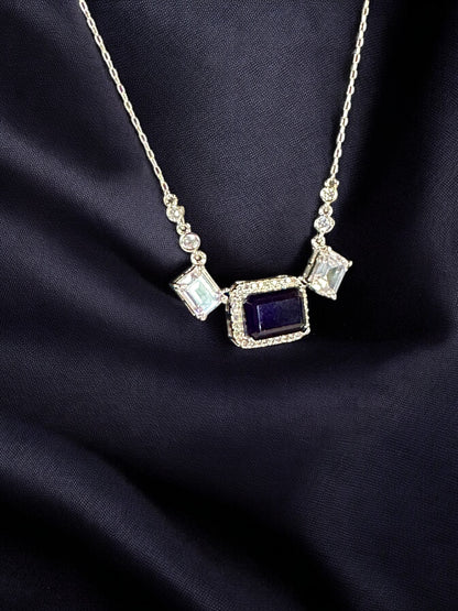 Royal Blue Doublet Stone Rectangular Pendant Set