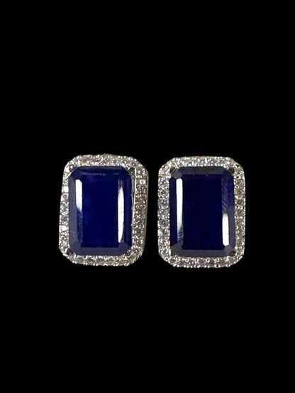 Royal Blue Doublet Stone Rectangular Pendant Set