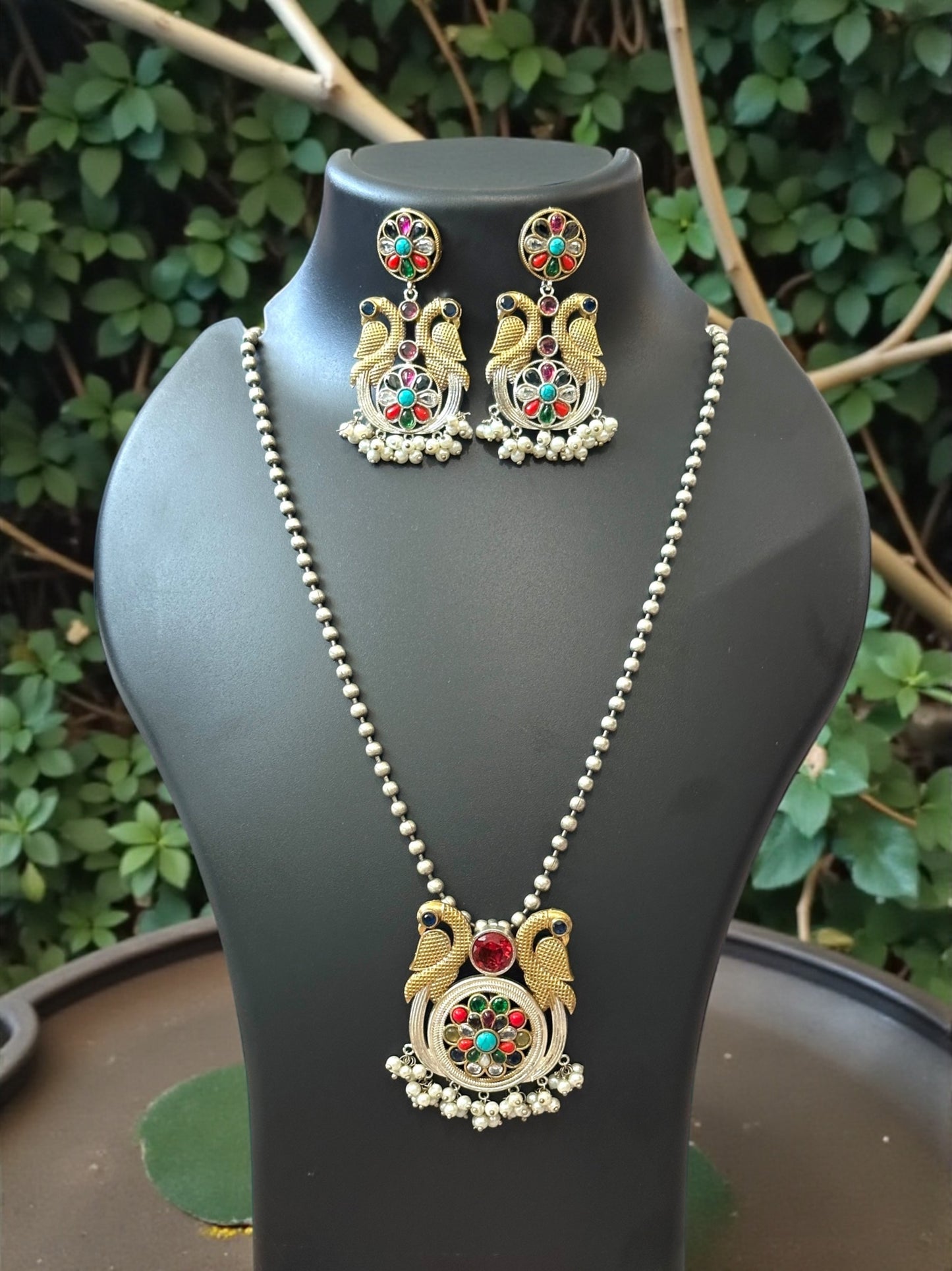 Dual Tone Himani Long Necklace Set