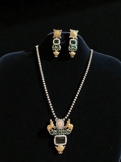 Dual Tone Sarika Long Necklace Set
