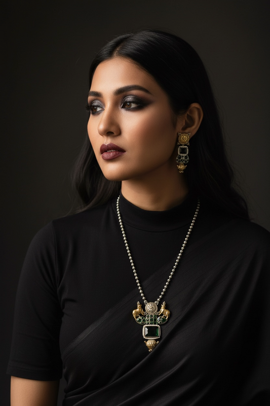 Dual Tone Rohini Long Necklace Set