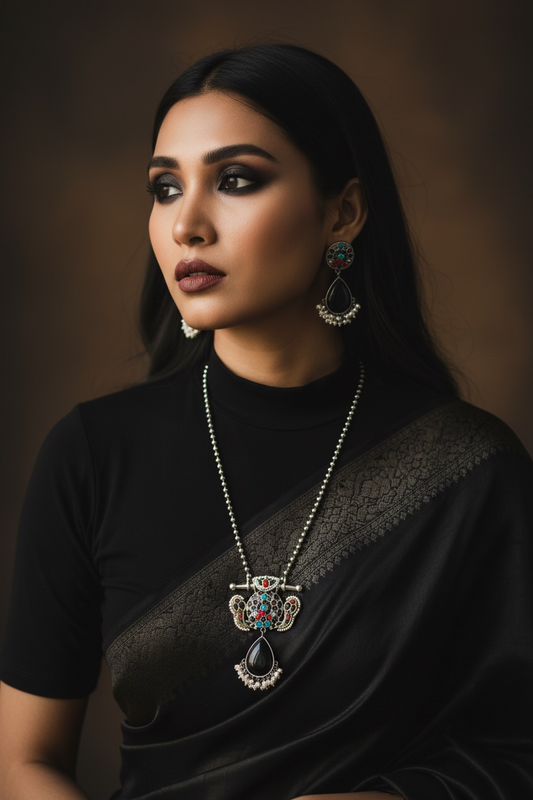 Dual Tone Sarika Long Necklace Set