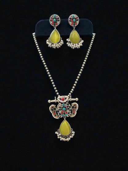 Dual Tone Sarika Long Necklace Set