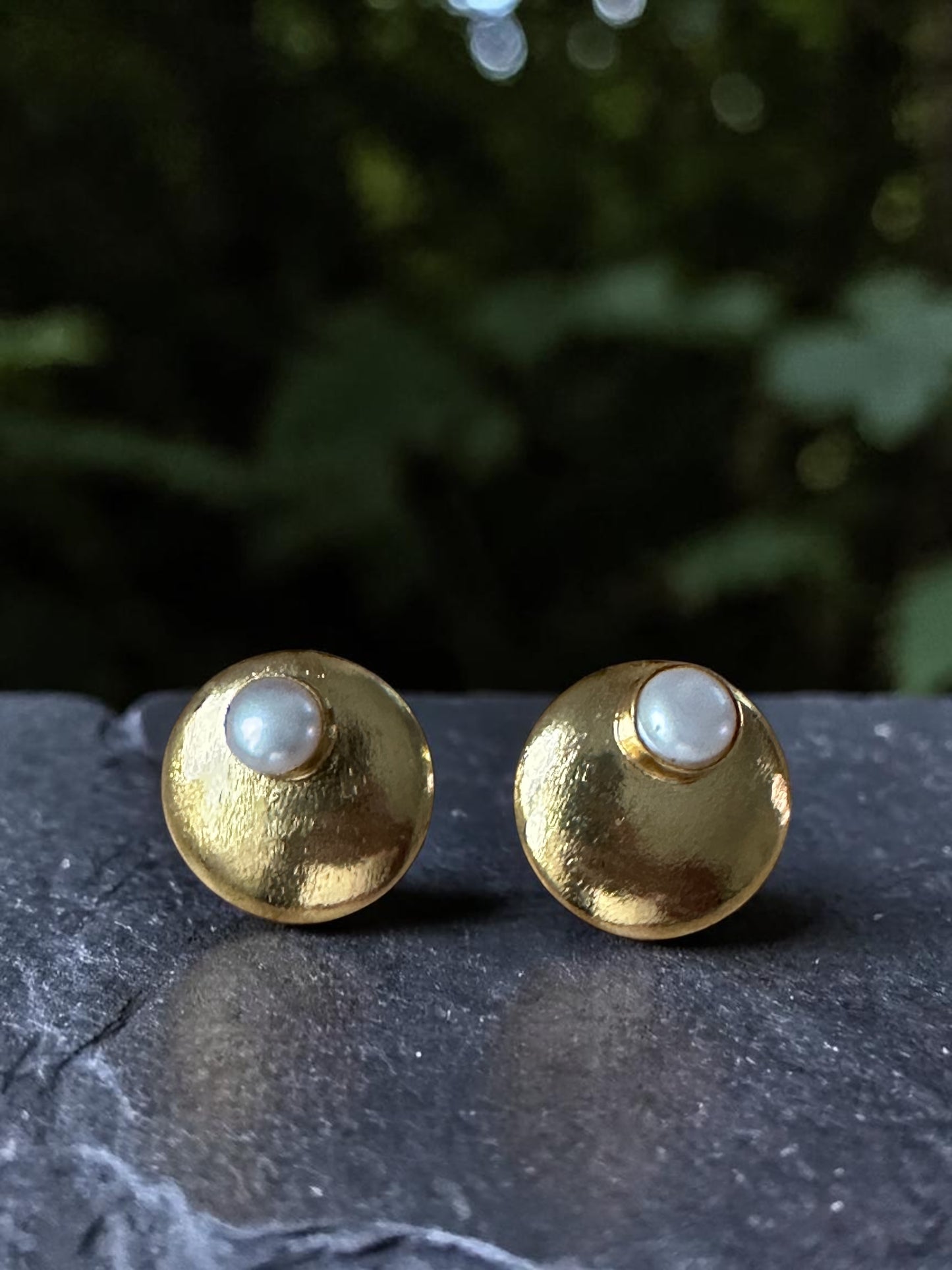 White Pearl Shield Studs