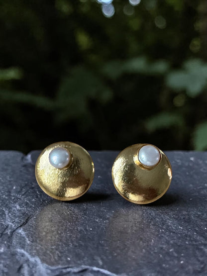 White Pearl Shield Studs