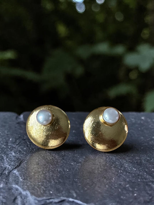 White Pearl Shield Studs