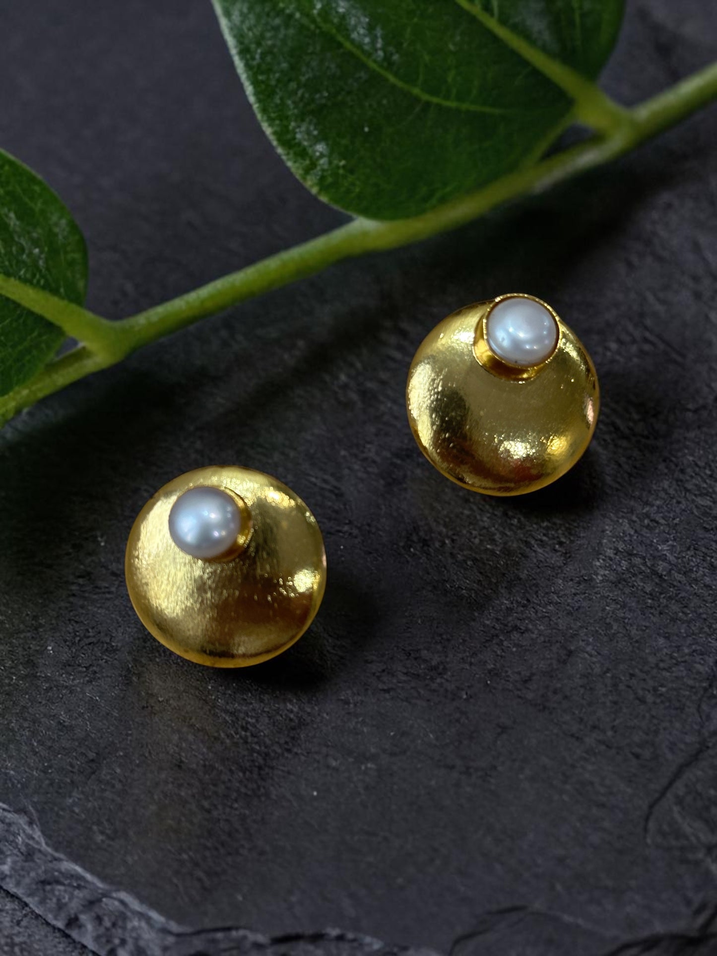 White Pearl Shield Studs