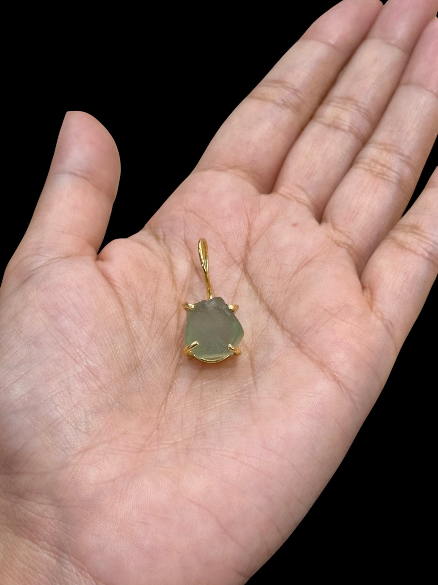 Green Fluorite Gold Plated Saisha Stone Drop Studs