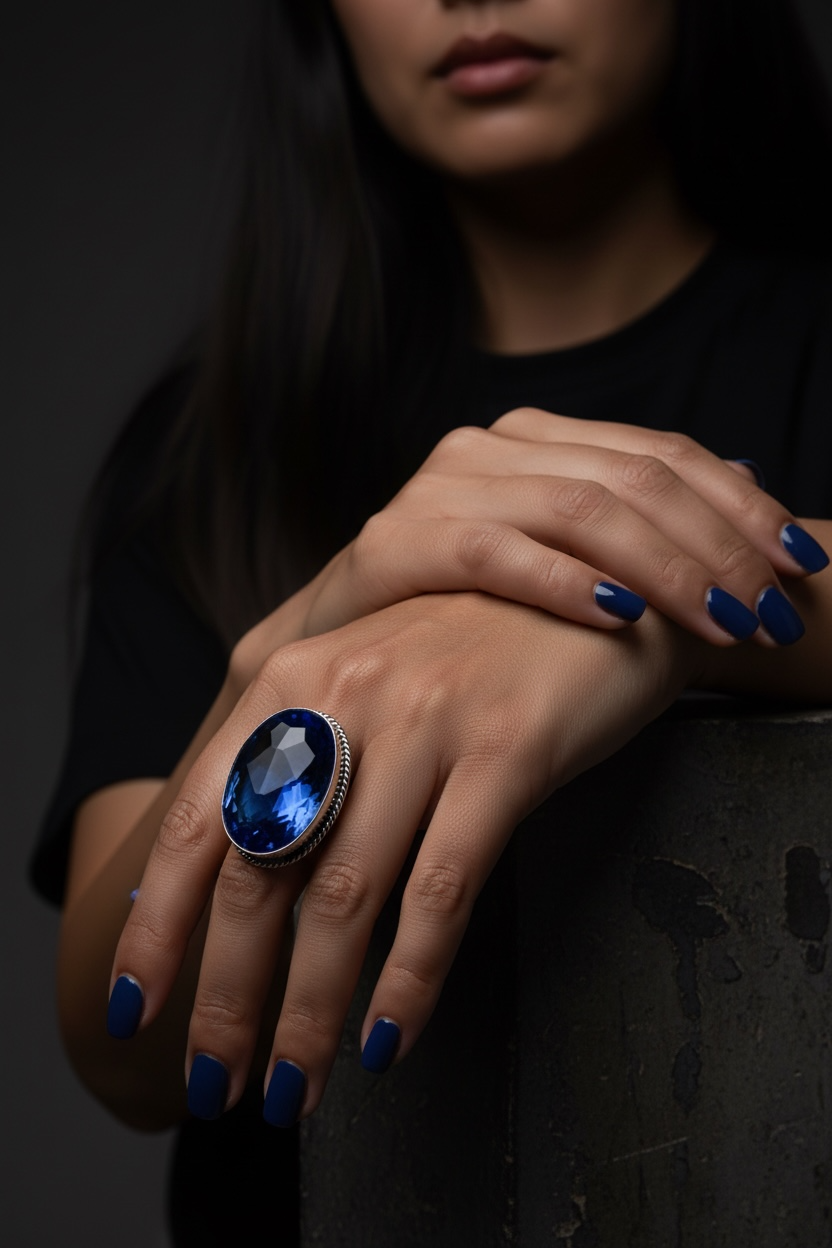 Boho Chunky Crystal Rings Large