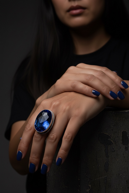 Boho Chunky Crystal Rings Large