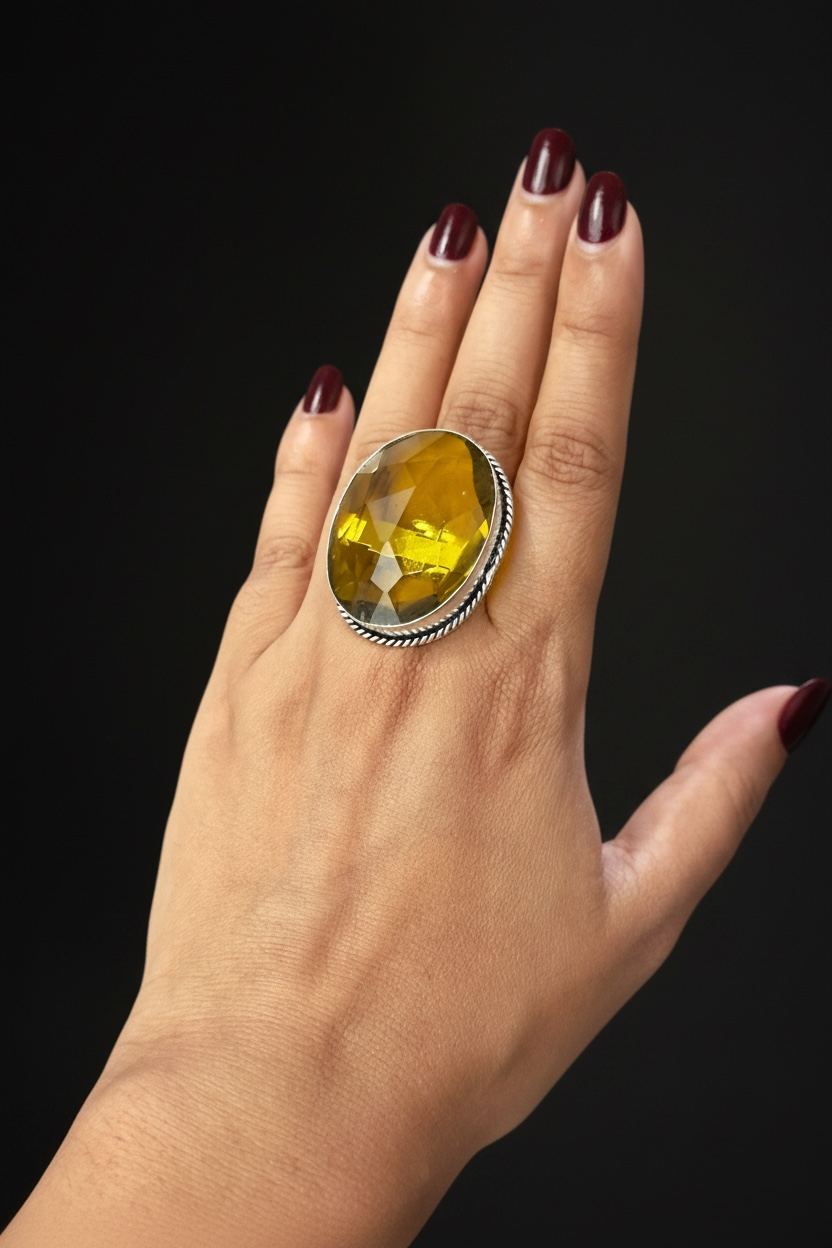 Boho Chunky Crystal Rings Large
