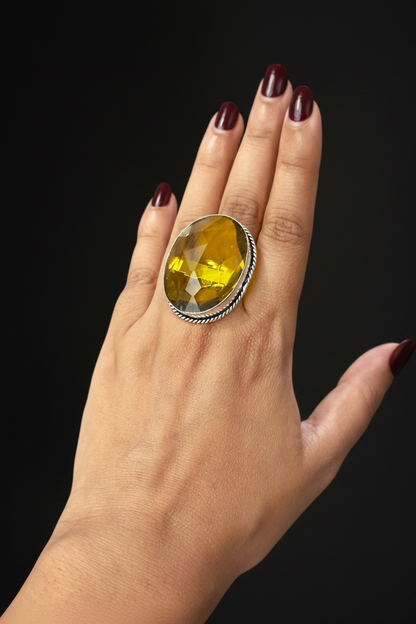 Boho Chunky Crystal Rings Large
