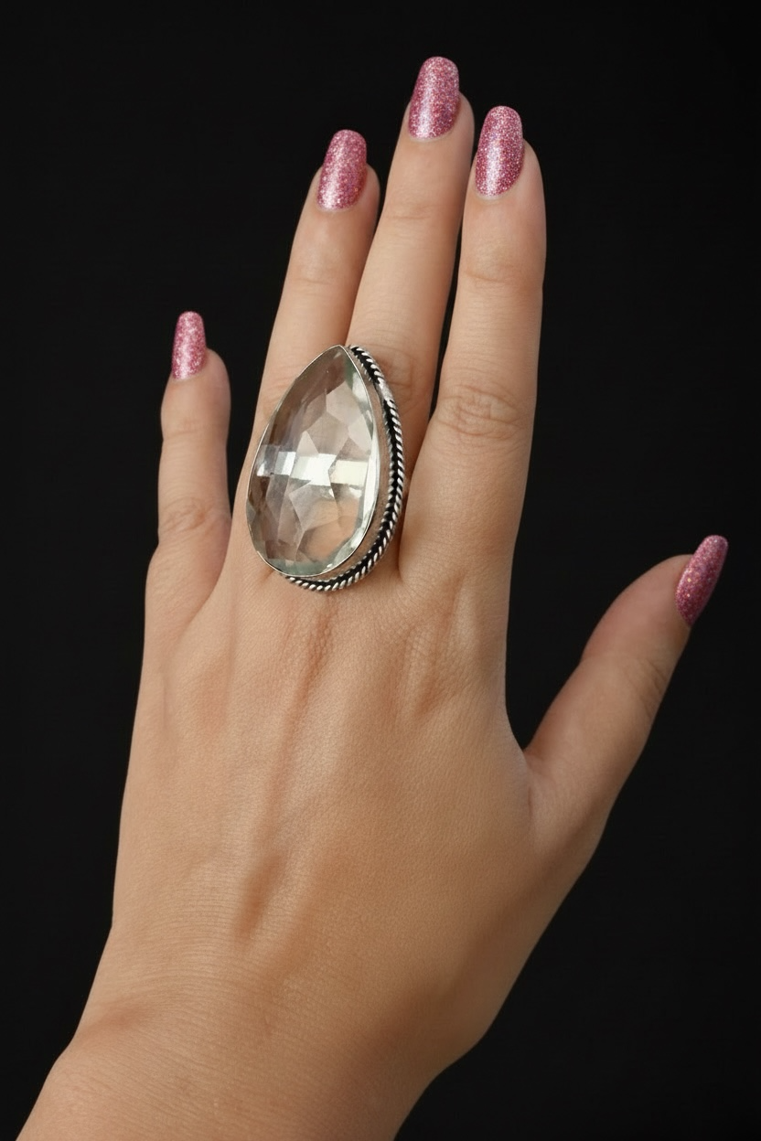 Boho Chunky Crystal Rings Large