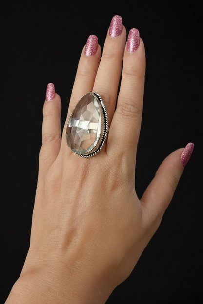 Boho Chunky Crystal Rings Large