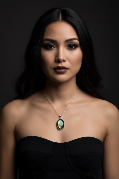Faceted Labradorite Oval Pendant