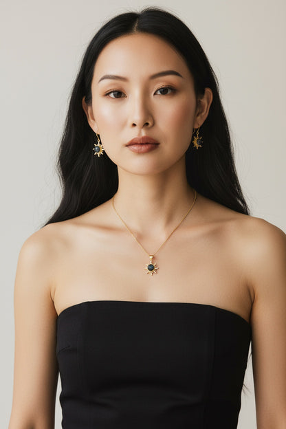 3PCS Labradorite Surya Pendant Set