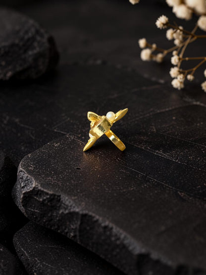 Bee And Flower Stone Ring