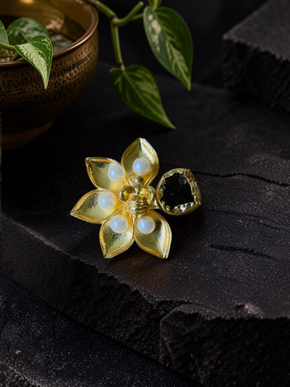 Bee And Flower Stone Ring