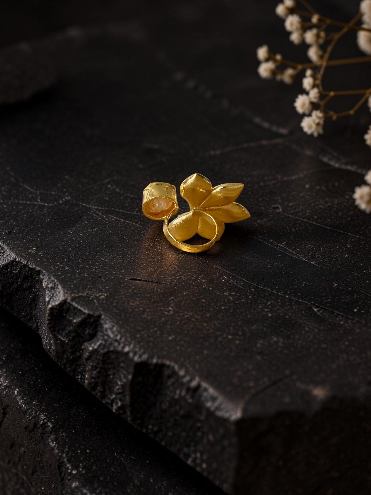 Bee And Flower Stone Ring