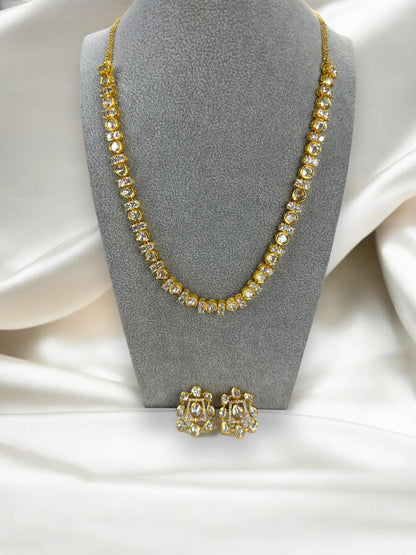 Delicate Mossanite Polki Necklace Set