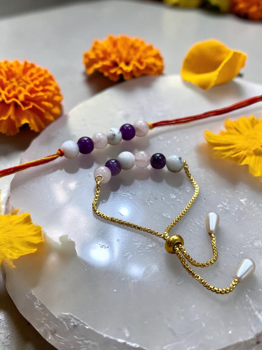 Harmony Gemstone Rakhi Set