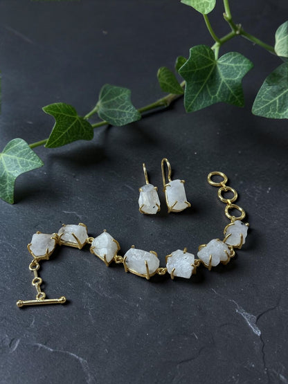 Moonstone Saisha Combo Set - Bracelet And Drops