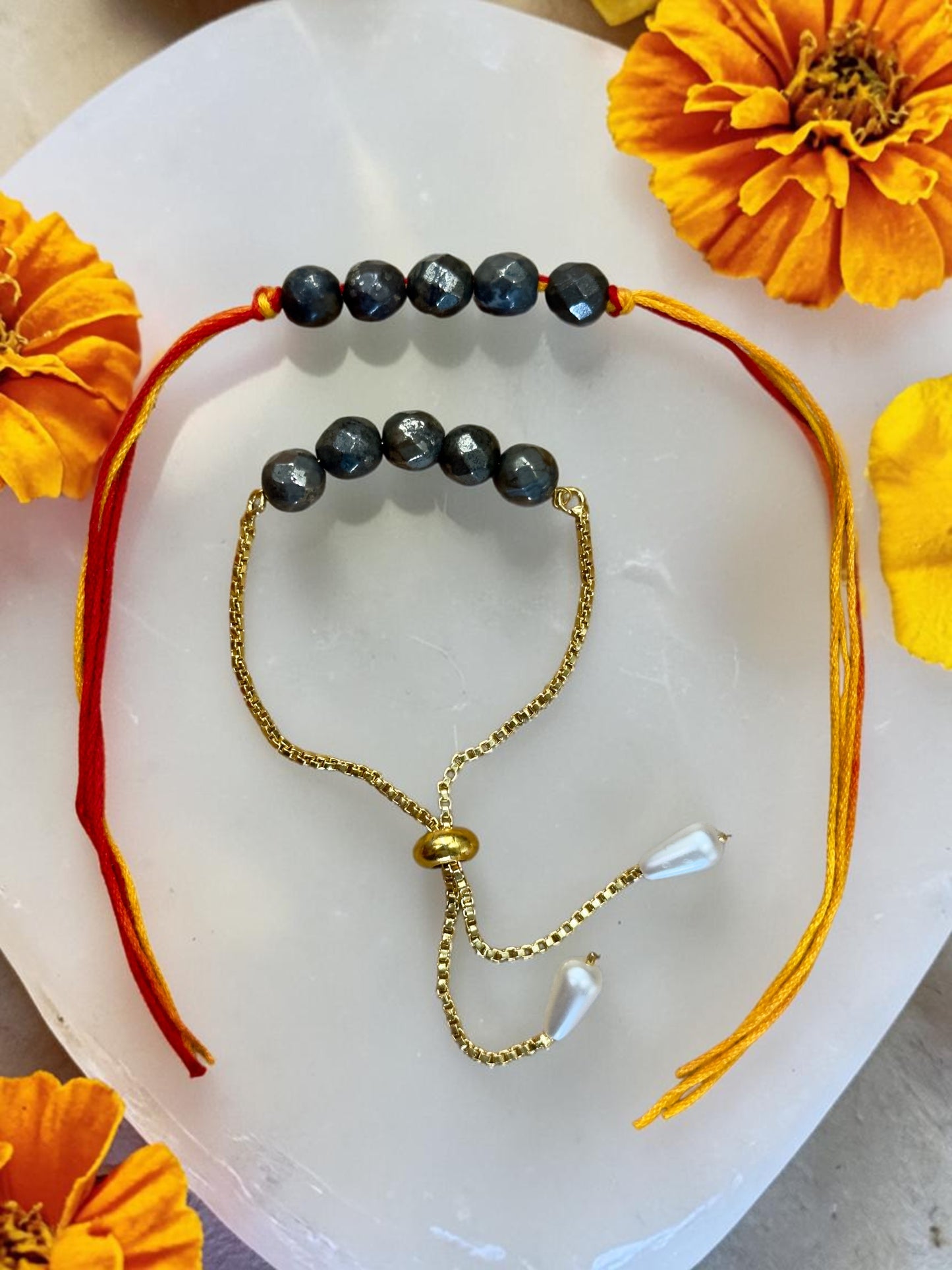 Abundance Pure Pyrite Rakhi Set
